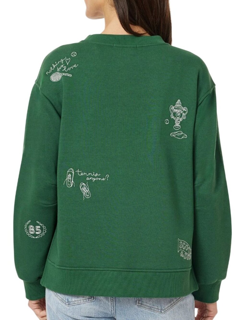 Scotch & Soda Amsterdam NWT Eden Green Embroidered Tennis Sweatshirt Size M - Picture 4 of 15